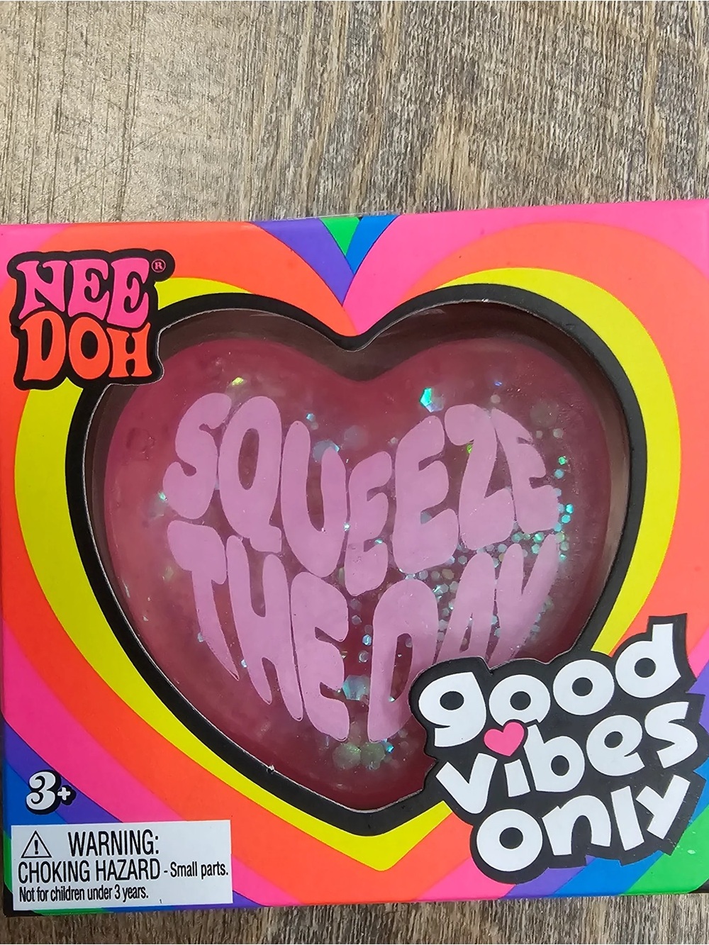 NeeDoh Pink Heart Stress Ball - Squeeze The Day Good Vibes